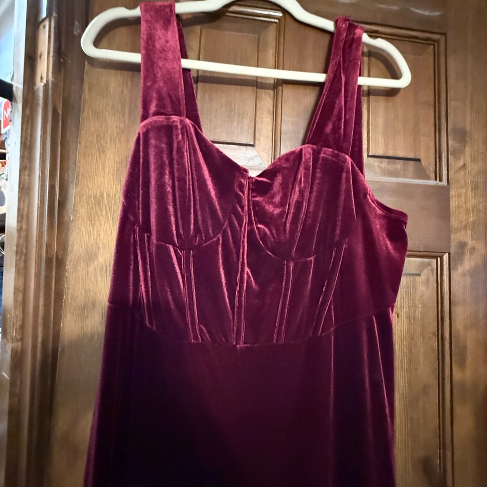 Cider Velvet corset style jumpsuit size 0X NWT burgundy velvet